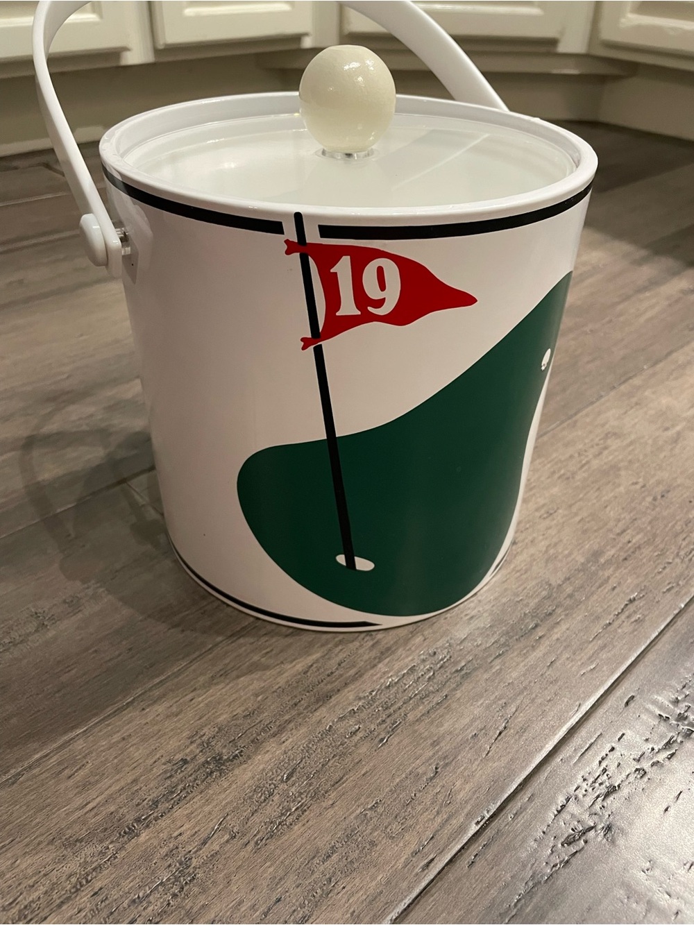 Vintage Kraftware Golf Ice Bucket 19th Hole Green w/ Lid Barware Augusta Style